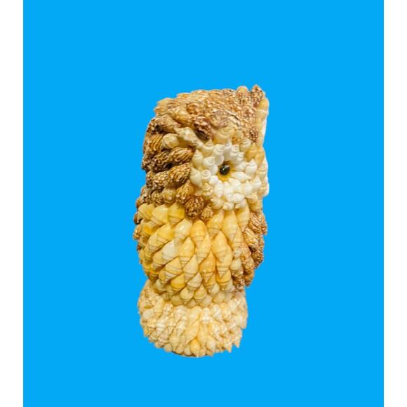 Vintage Sea Shell Owl Beach Art Figurine Google Eyes Ocean Kitchy MCM 5” - Picture 7 of 8